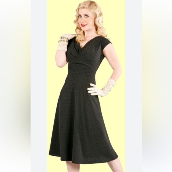Stop Staring Dresses & Skirts - Stop Staring Black Dot Dress retro 50s style